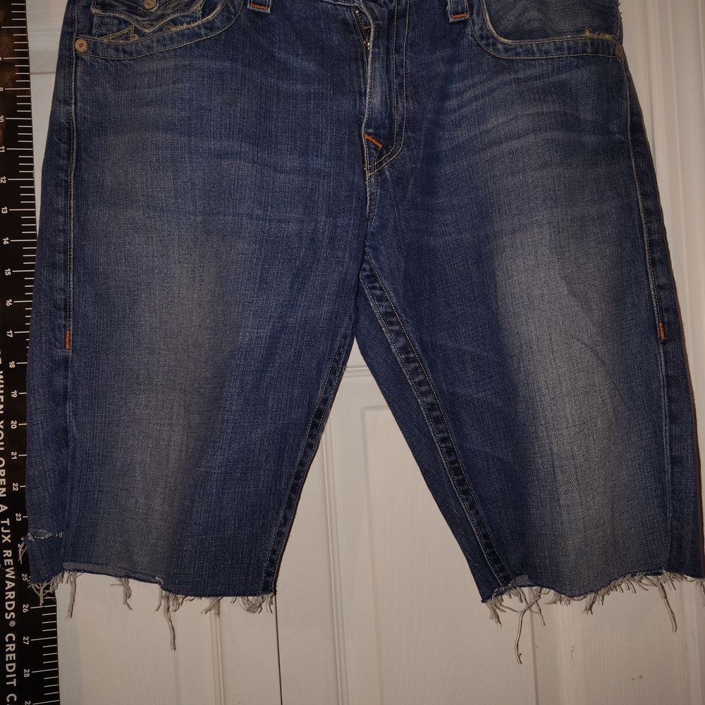 True Religion Distressed Blue Jean Shorts - Picture 7 of 13